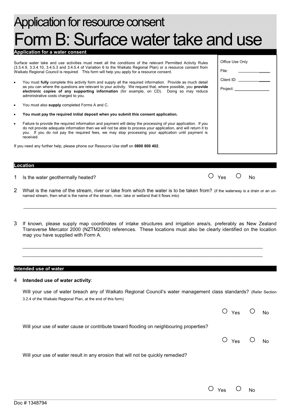 Resource Consent Application Form