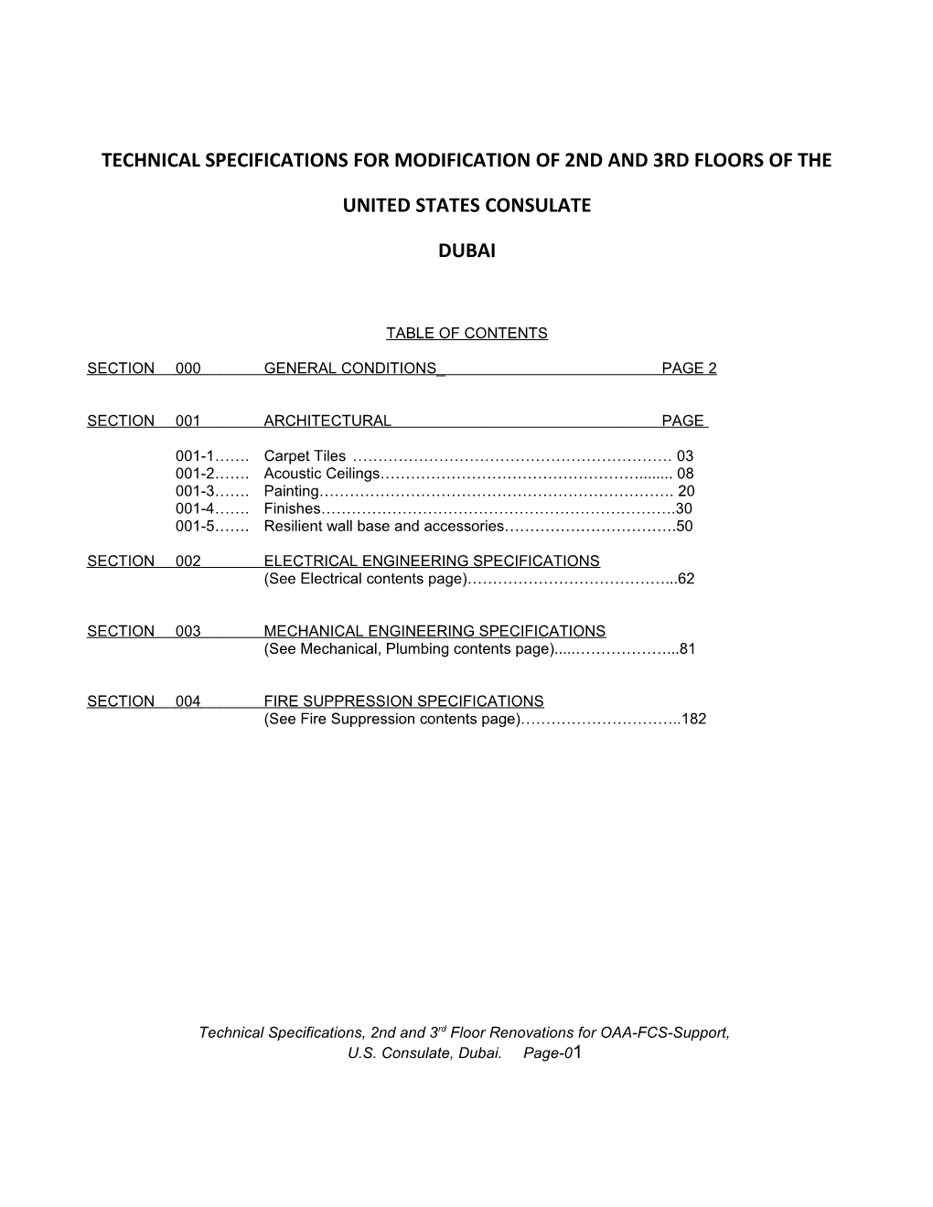 Technical Specifications for Modification of 2Nd and 3Rd Floors of The