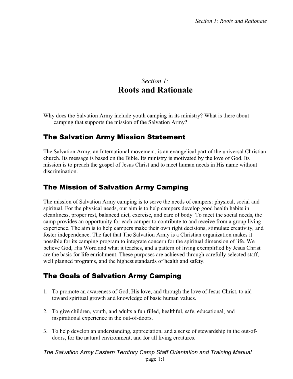 Section 1: Roots and Rationale