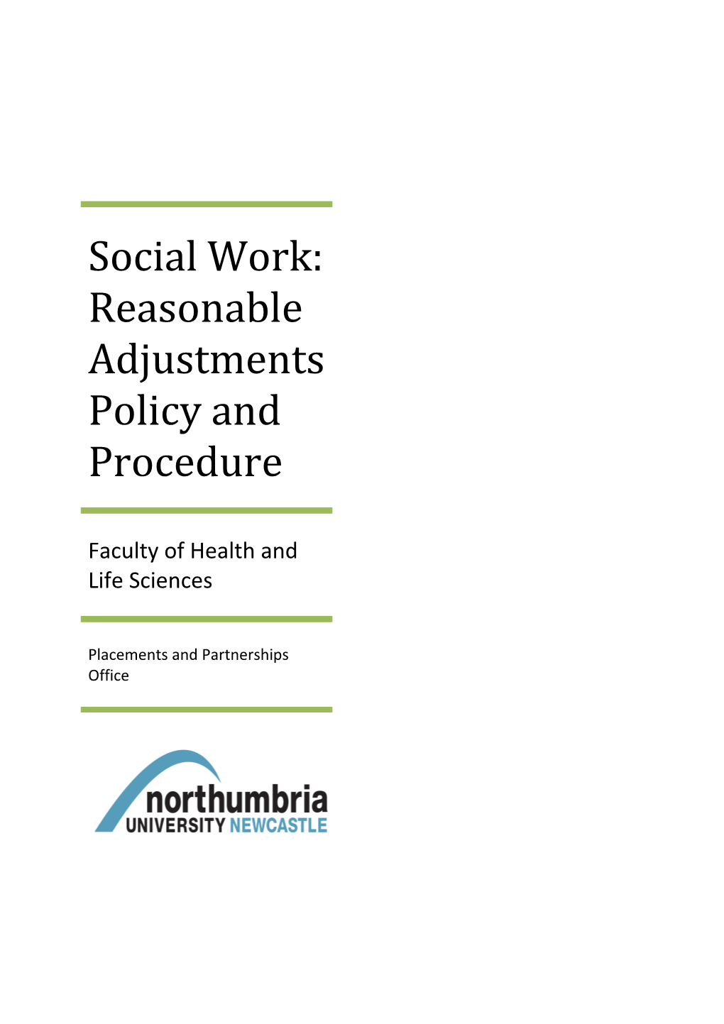 Social Work: Reasonable Adjustments Policy and Procedure