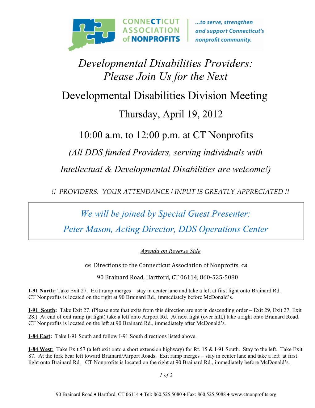 Developmental Disabilities Division Meeting