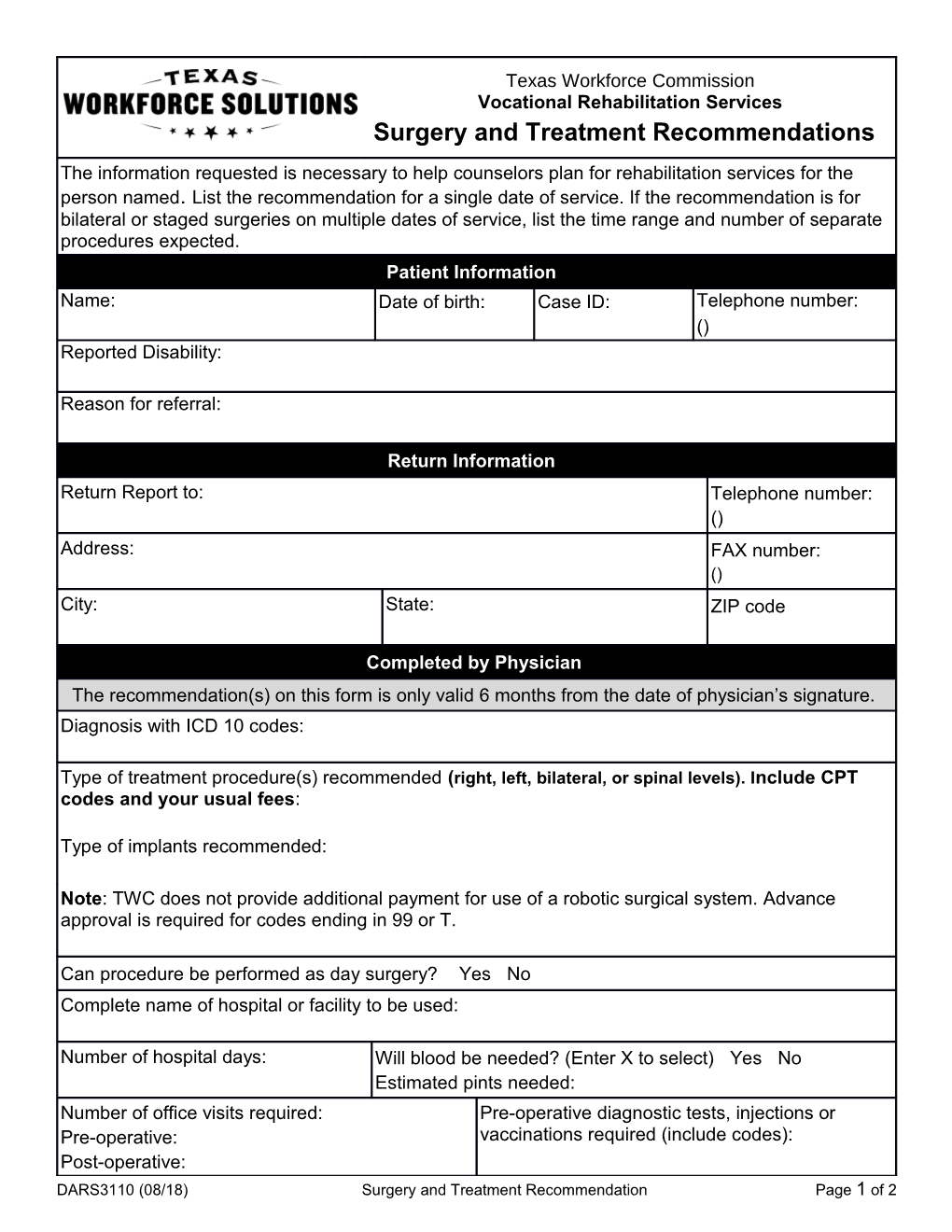 DARS3110 Surgery and Treatment Recommendations