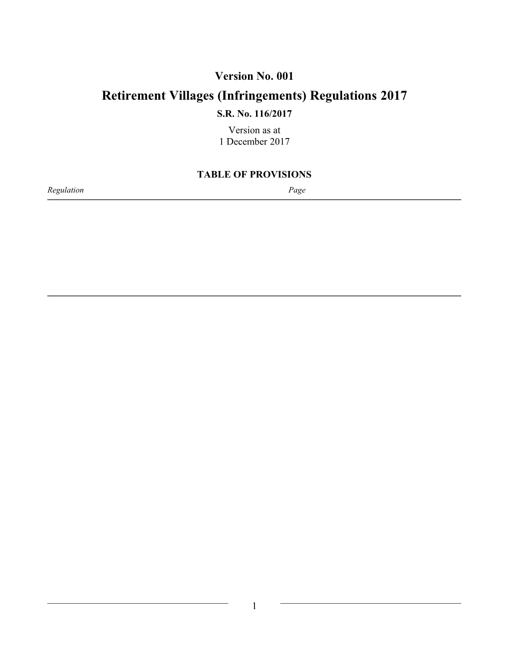 Retirement Villages (Infringements) Regulations 2017