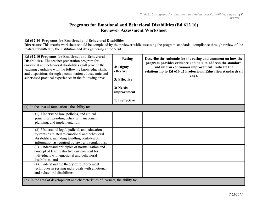 Ed 612.10 Programs for Emotional and Behavioral Disabilities, Page 1 of 8