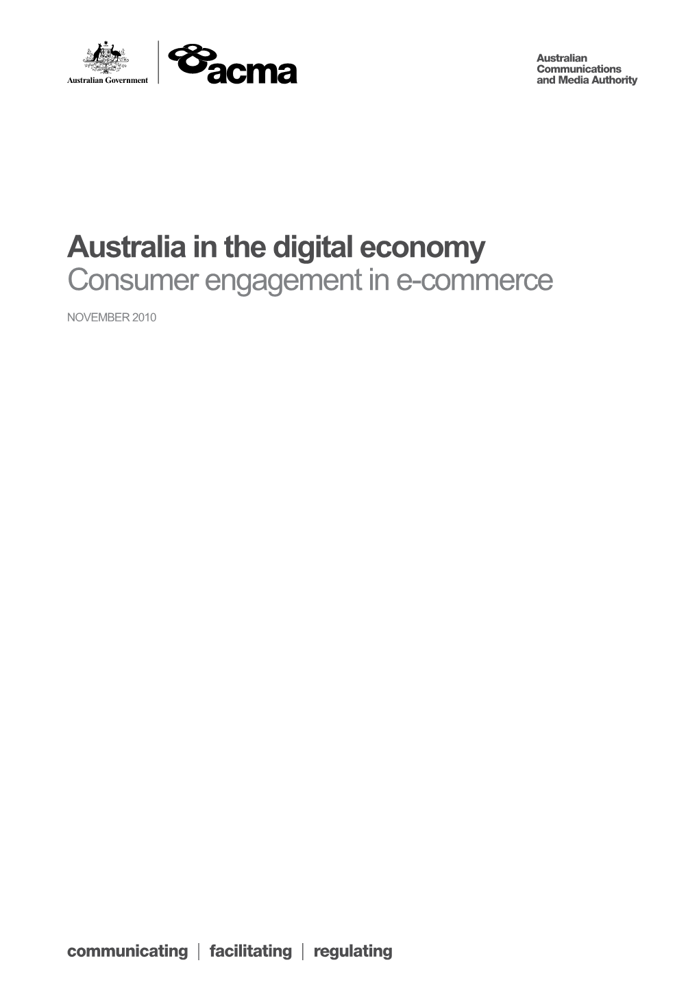 Australia in the Digital Economy - Consumer Engagement in E-Commerce