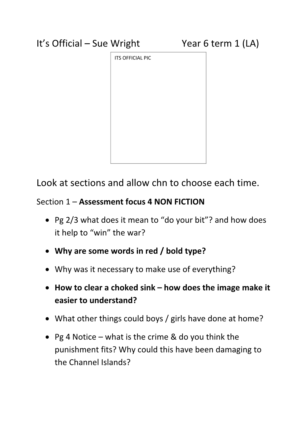 Look at Sections and Allow Chn to Choose Each Time