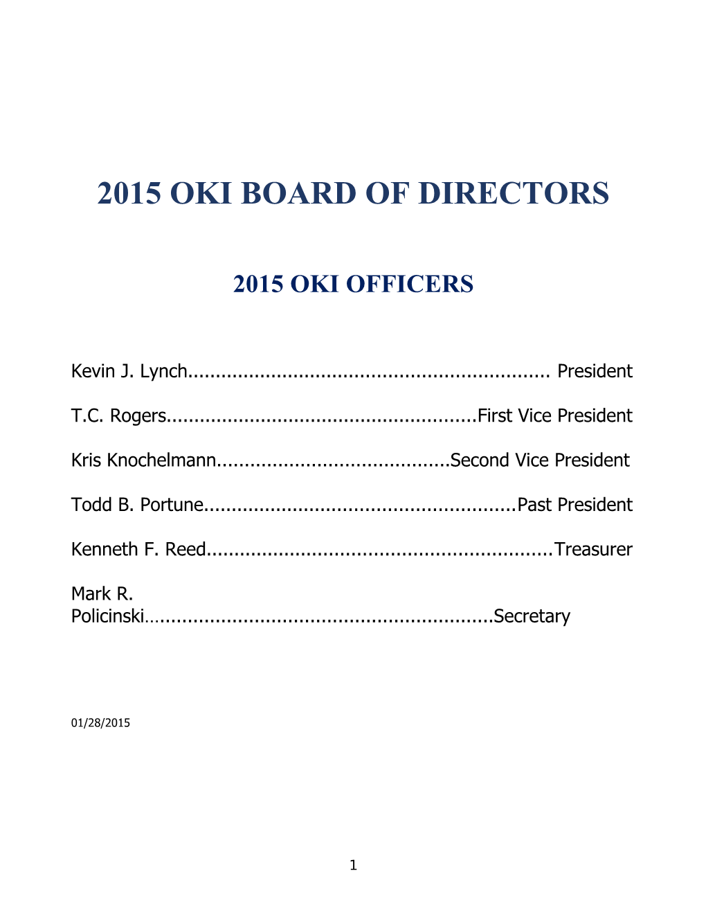 2015 Oki Board of Directors