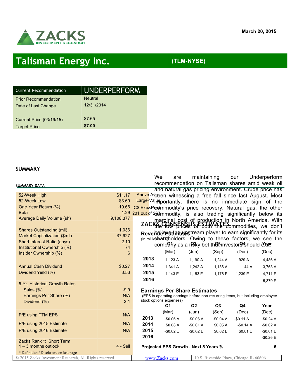 Talisman Energy Inc