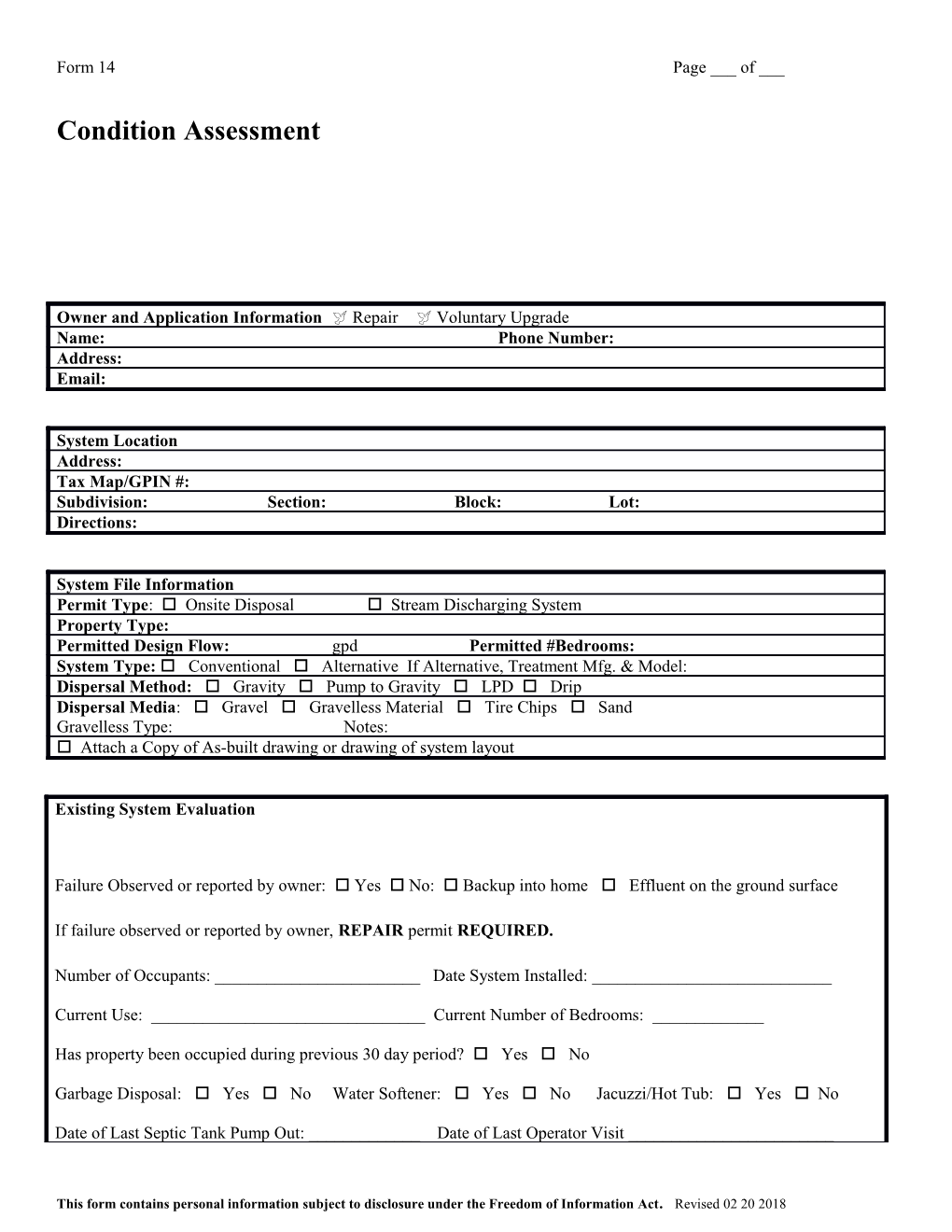 This Form Contains Personal Information Subject to Disclosure Under the Freedom of Information