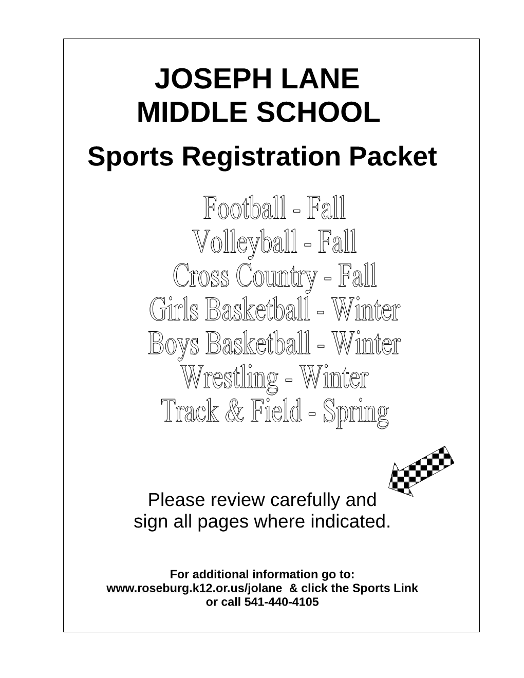 Sports Registration Packet