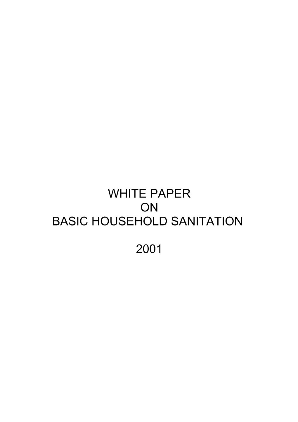 Basic Household Sanitation