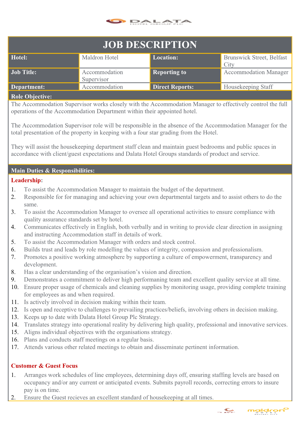 To Assist the Accommodation Manager to Maintain the Budget of the Department