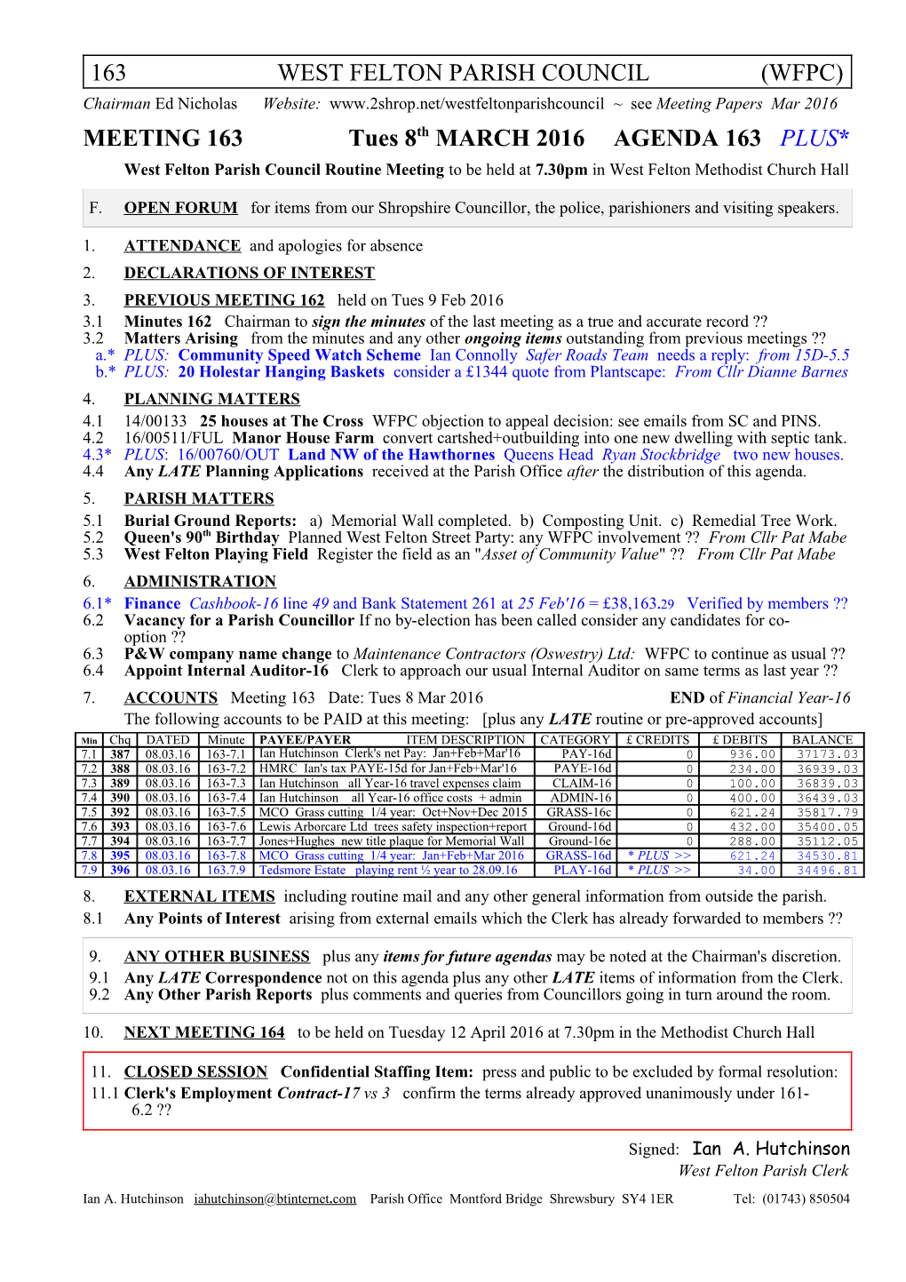 163West Felton Parish Council (Wfpc)