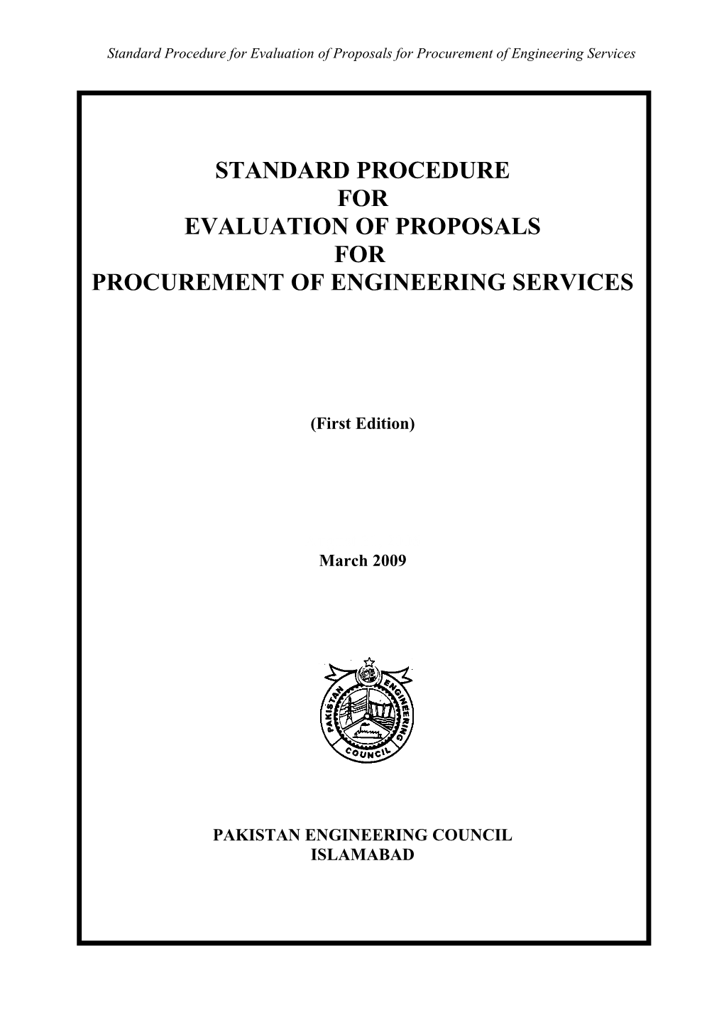 Standard Procedure Forevaluation of Proposals for Procurement of Engineering Services