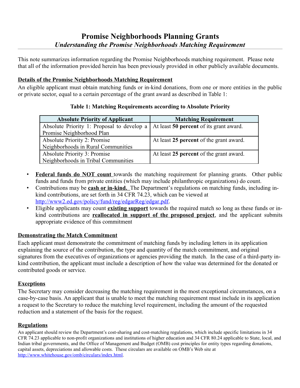 FY2010 Promise Neighborhoods Overview of Promise Matching Requirement (MS Word)