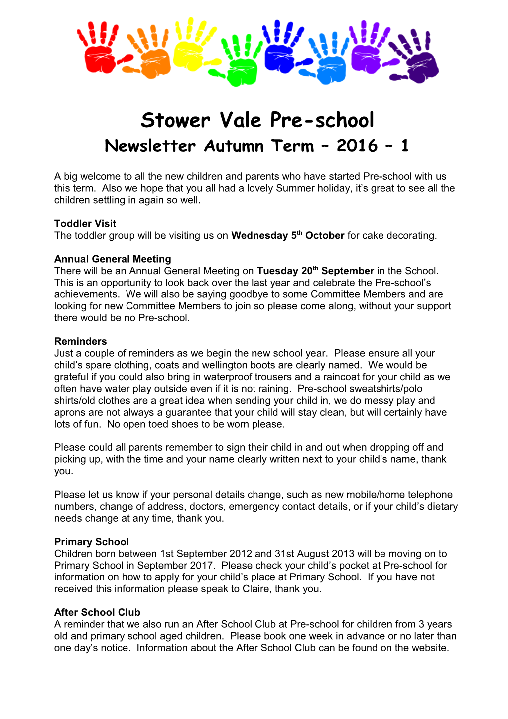 Stower Vale Pre-School