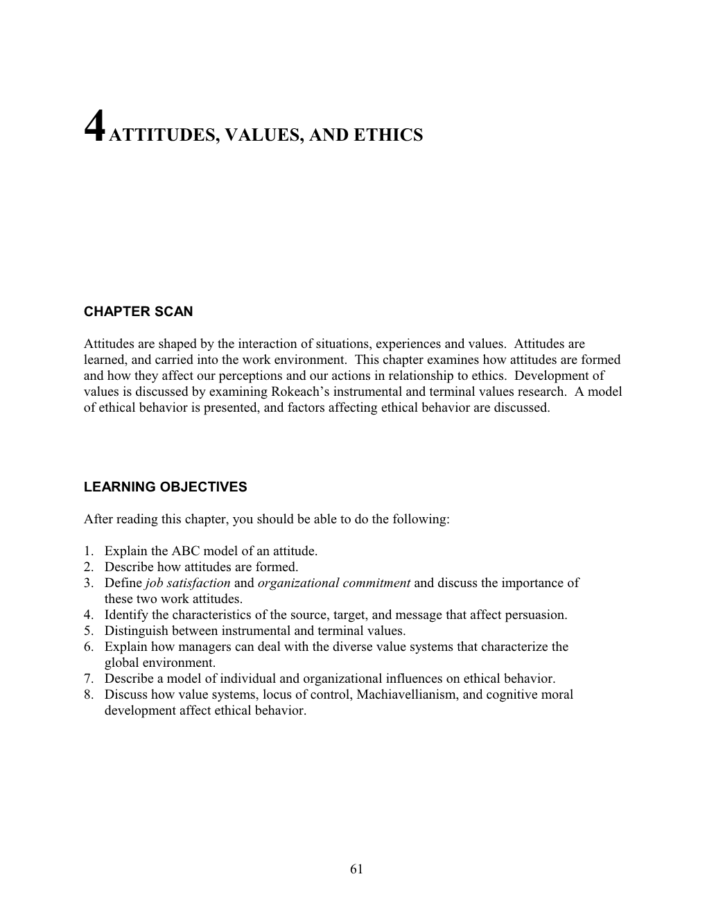 4	Attitudes, Values, and Ethics