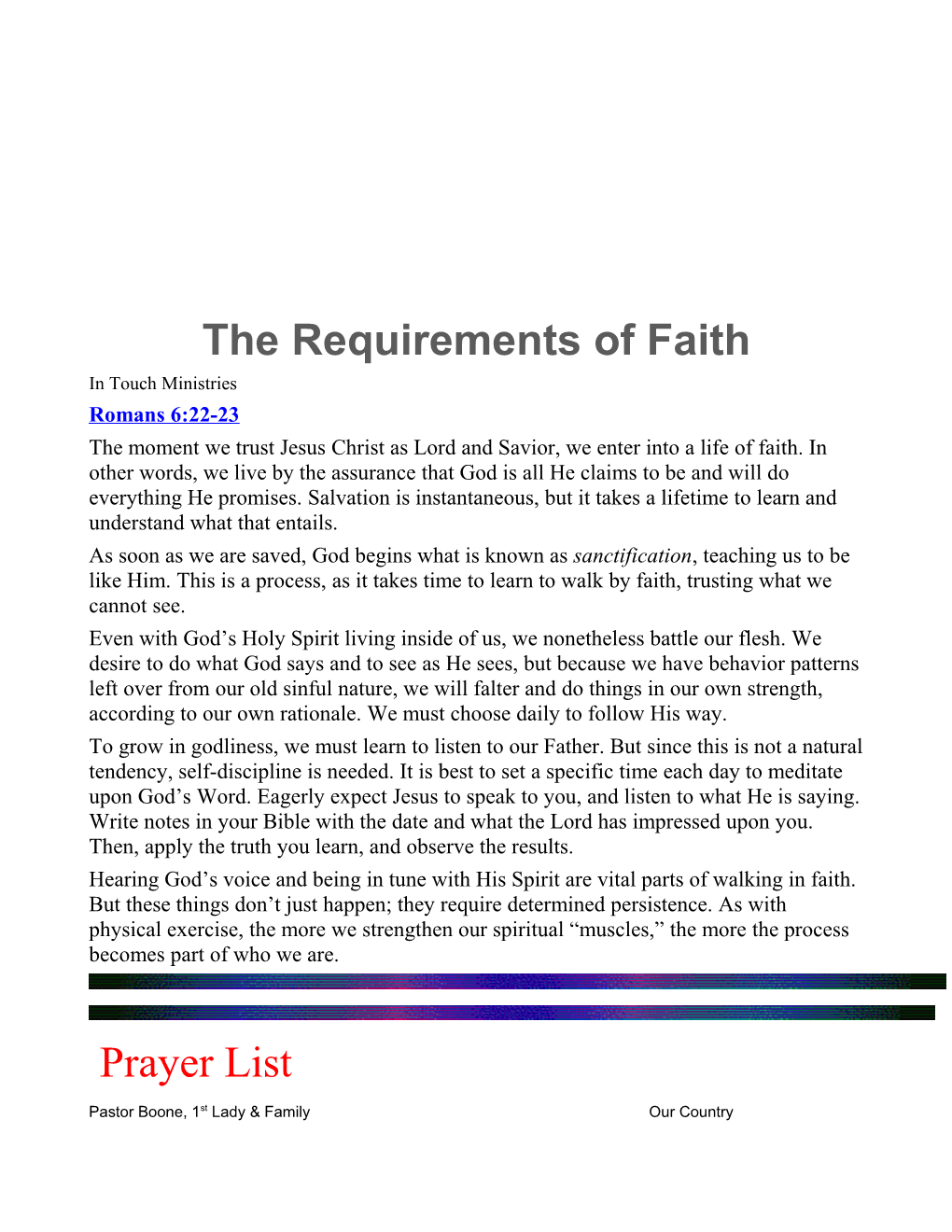The Requirements of Faith