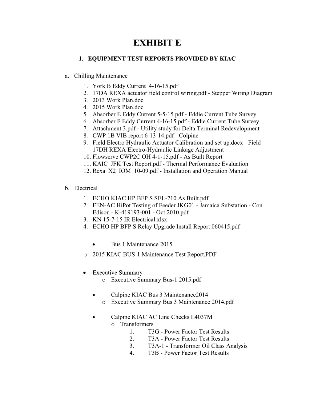 Equipment Test Reports Provided by Kiac