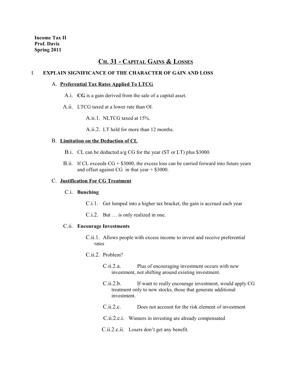 Ch. 31 - Capital Gains Losses