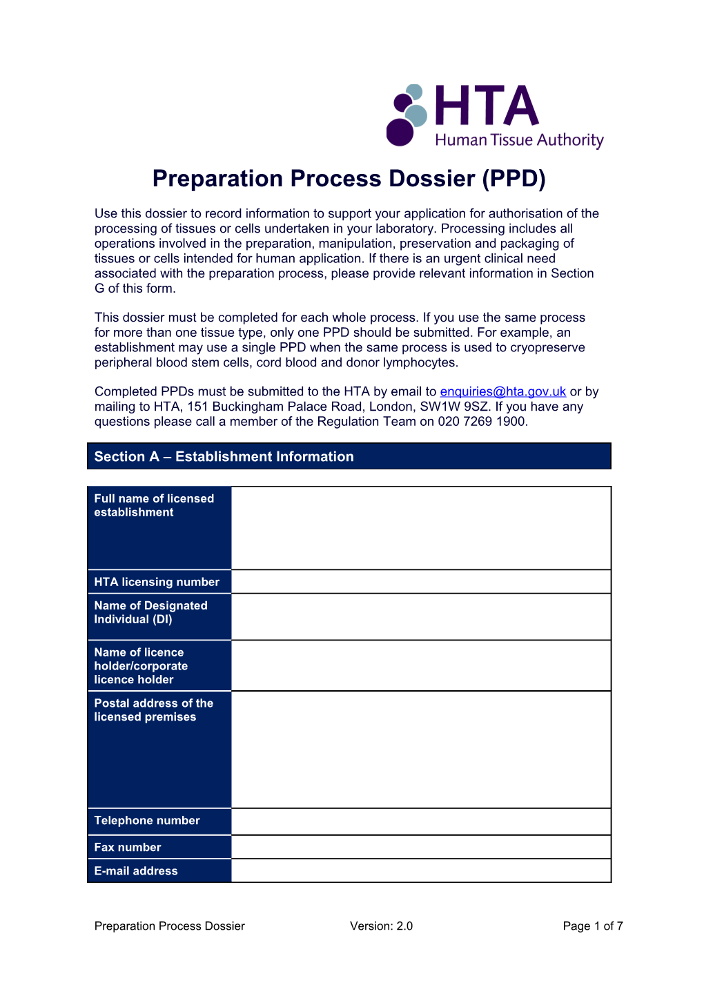 Preparation Process Dossier(PPD)