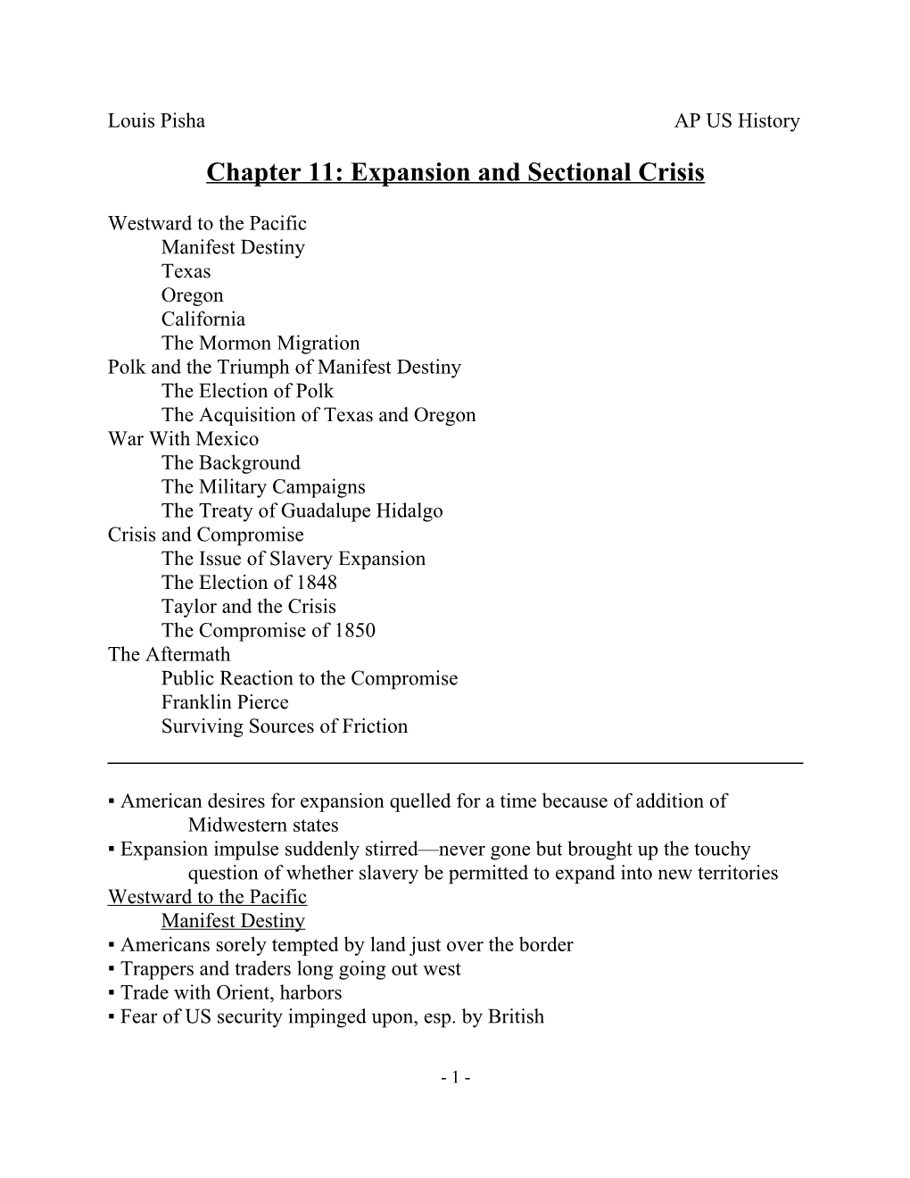 Chapter 11: Expansion and Sectional Crisis