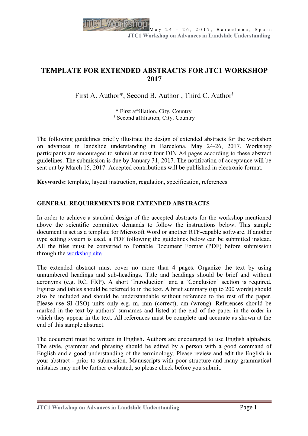 JTC1 Workshop on Advances in Landslide Understanding