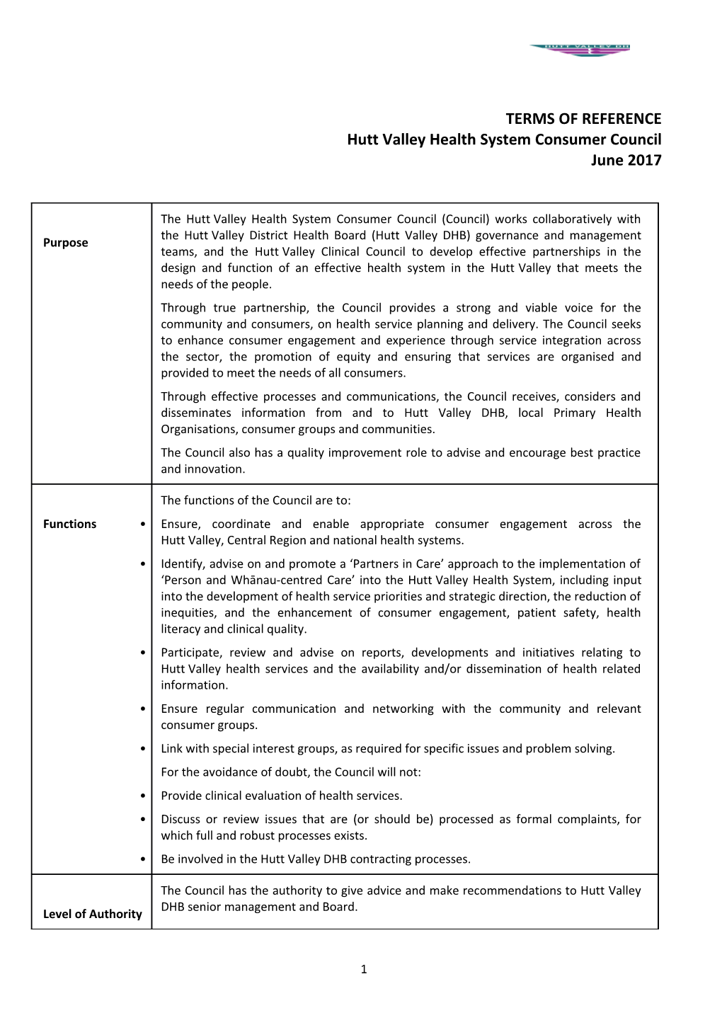 Clinical Council Terms of Reference