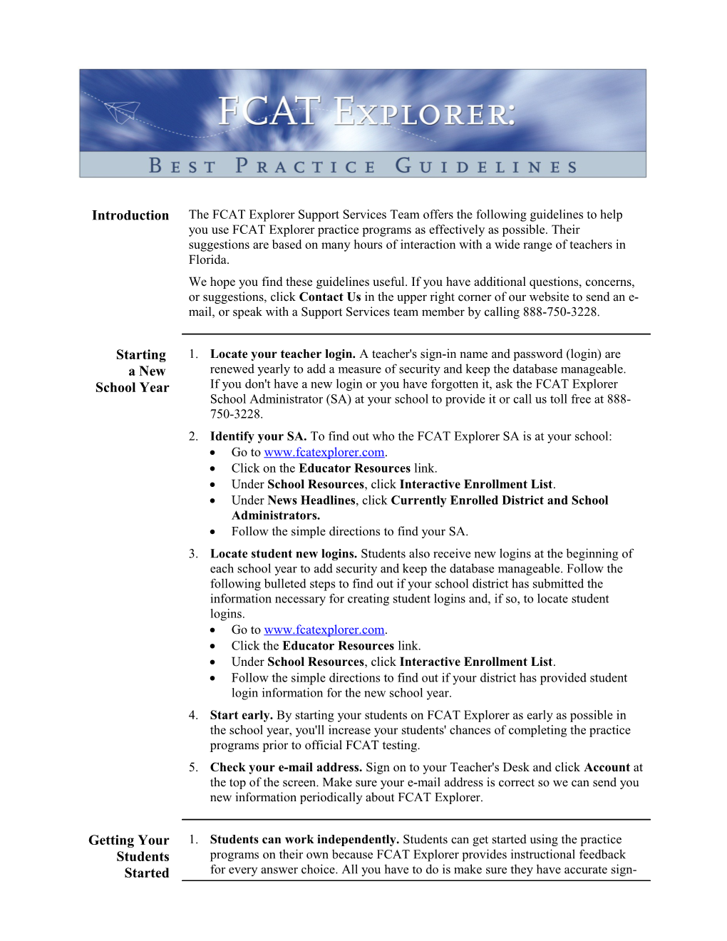 FCAT Explorer Best Practice Guidelinespage 1 of 2