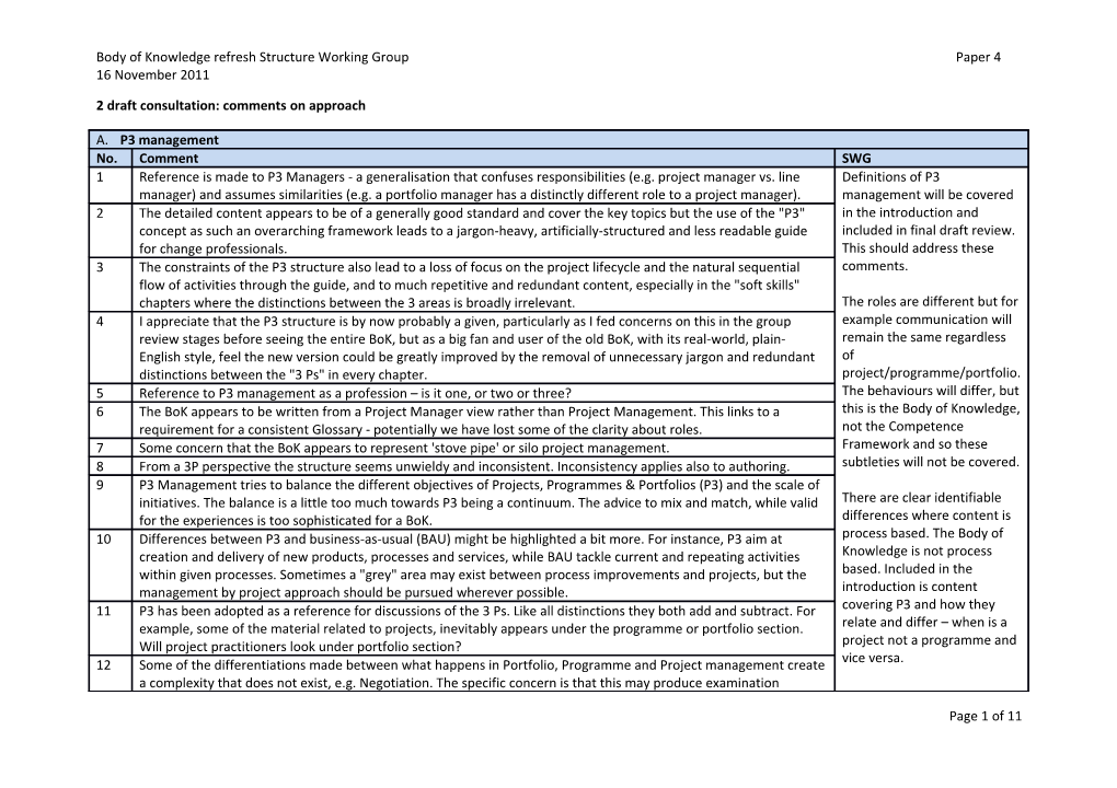 2 Draft Consultation: Comments on Approach