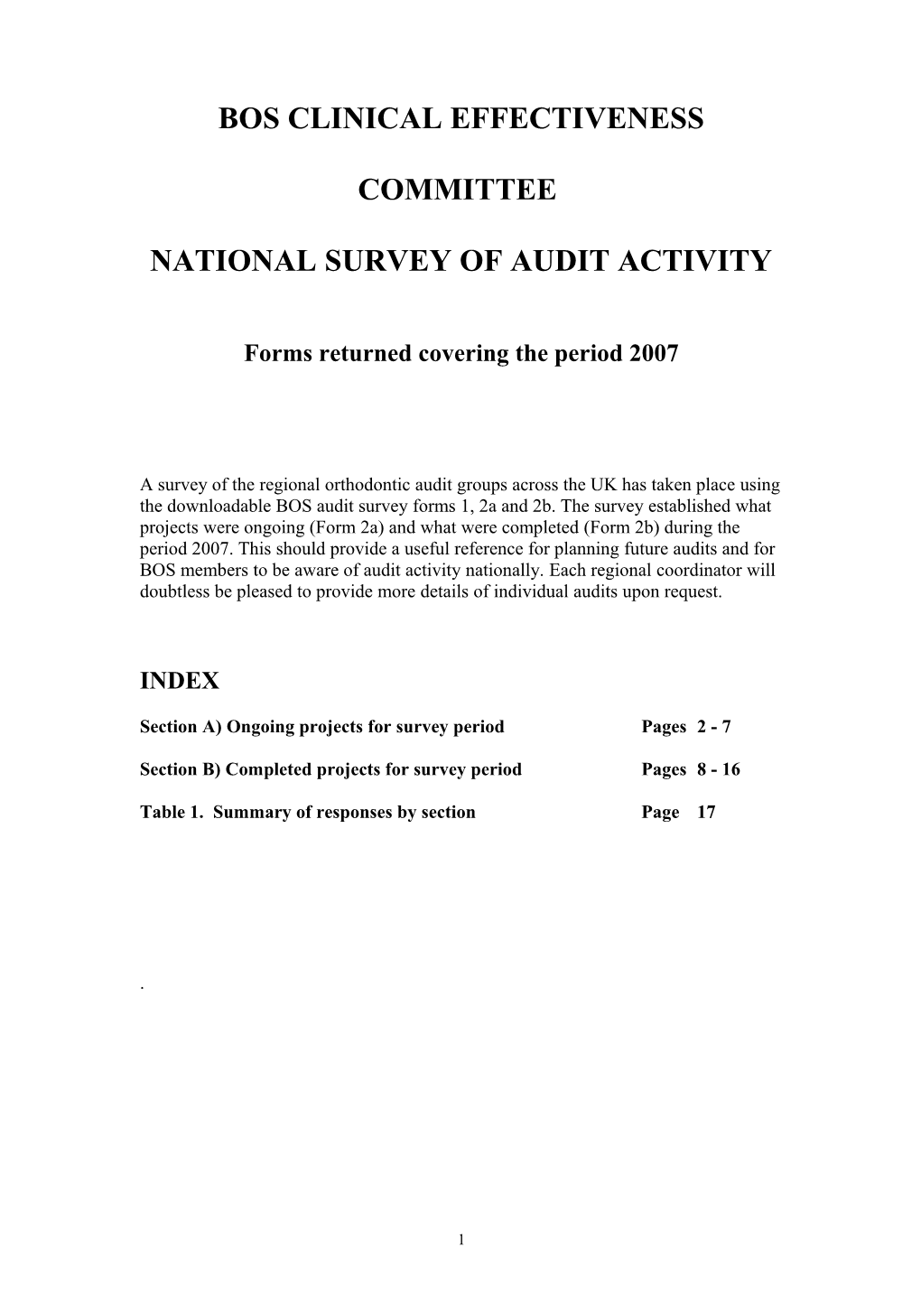 Bos National Audit Database