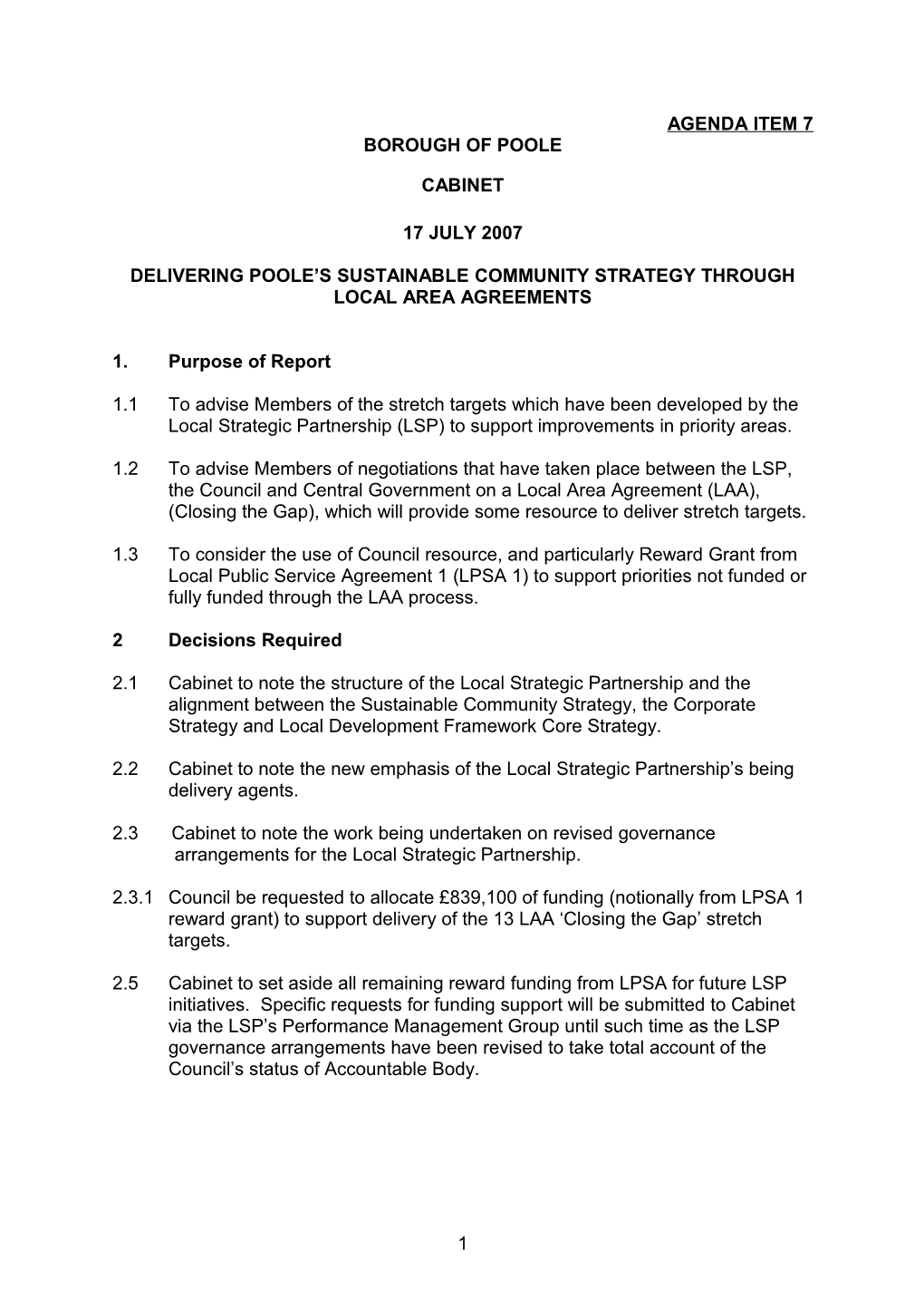 Delivering Poole S Sustainable Community Strategy Through Local Area Agreements