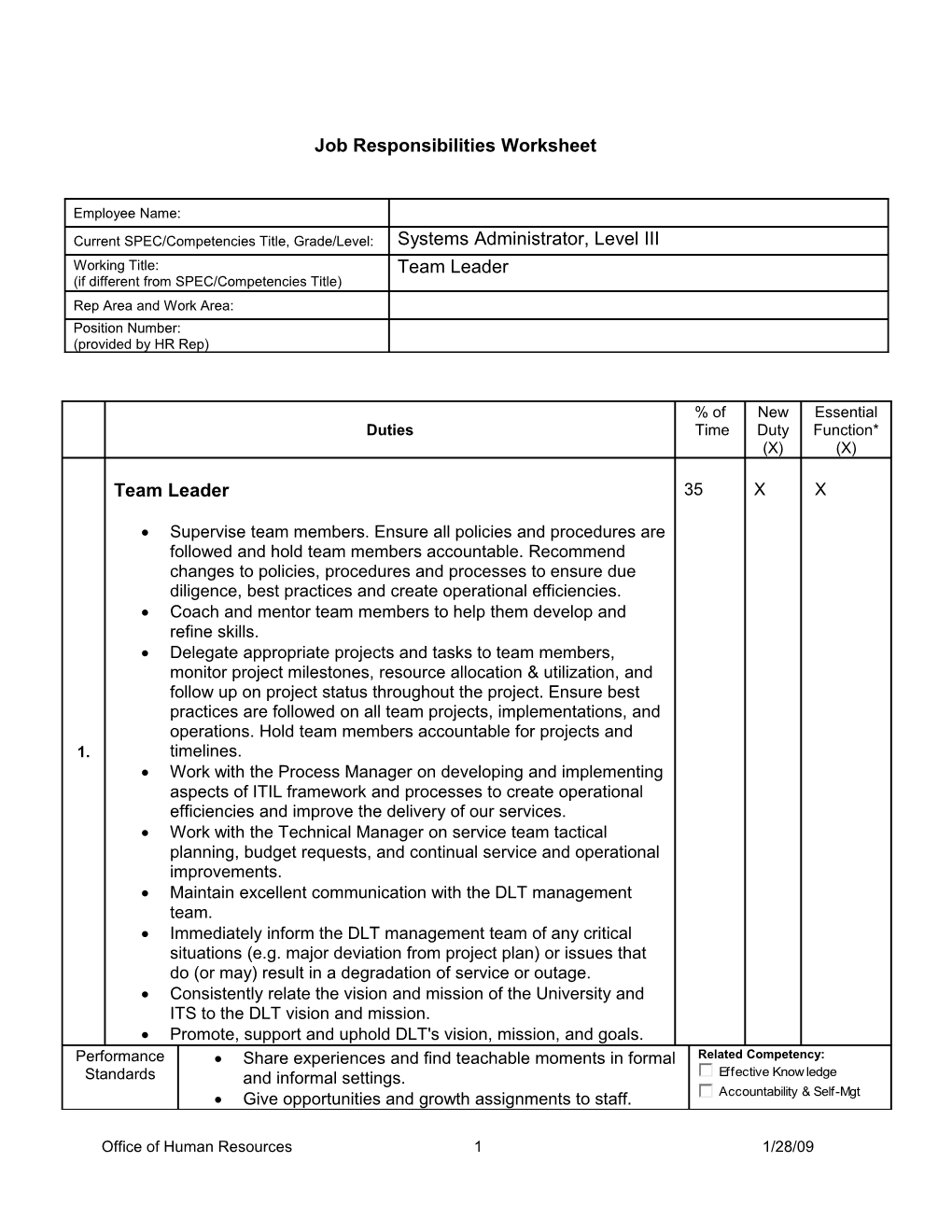 Competencies for Job Classification