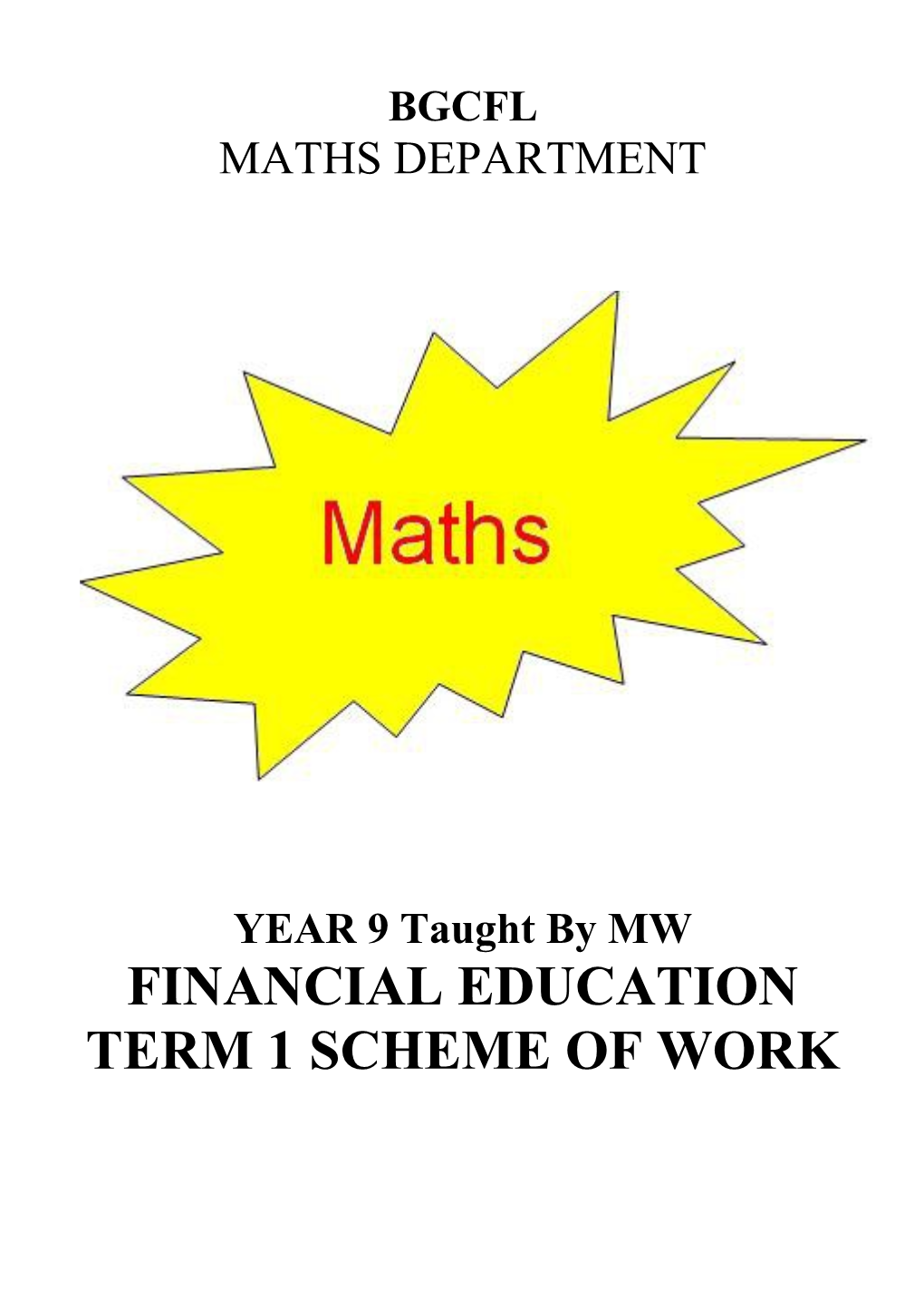 Financial Education Term 1Scheme of Work