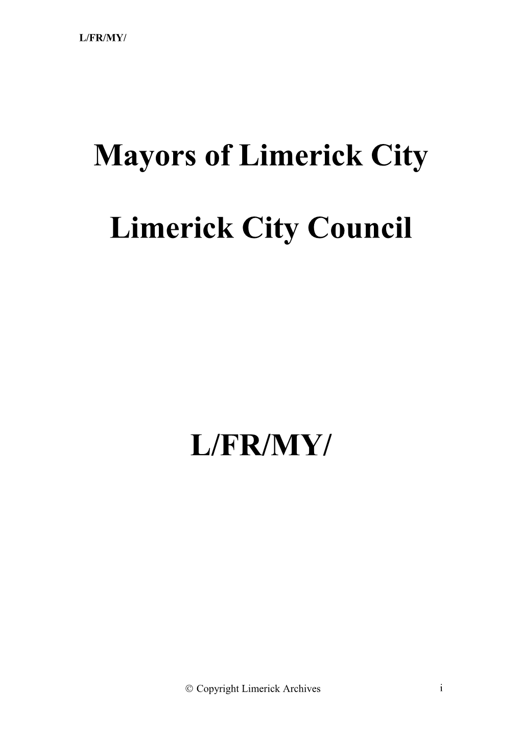 Mayors of Limerickcity