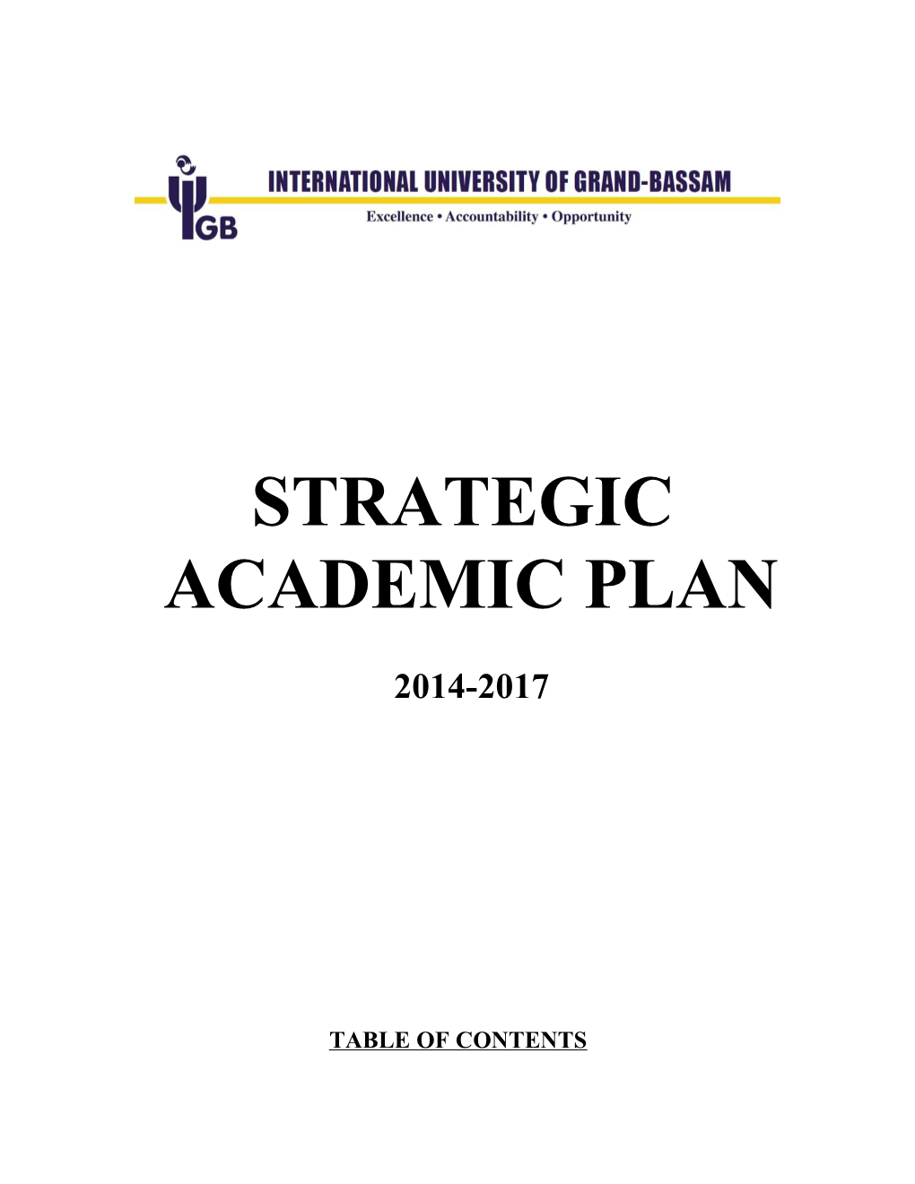 Strategic Academic Plan List of Sections