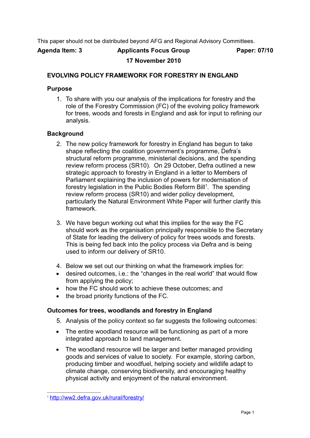Evolving Policy Framework for Forestry in England
