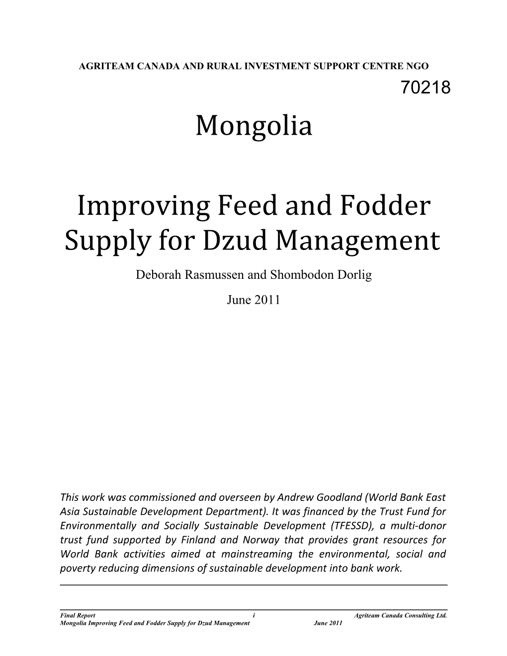 Improving Feed and Fodder Supply for Dzud Management