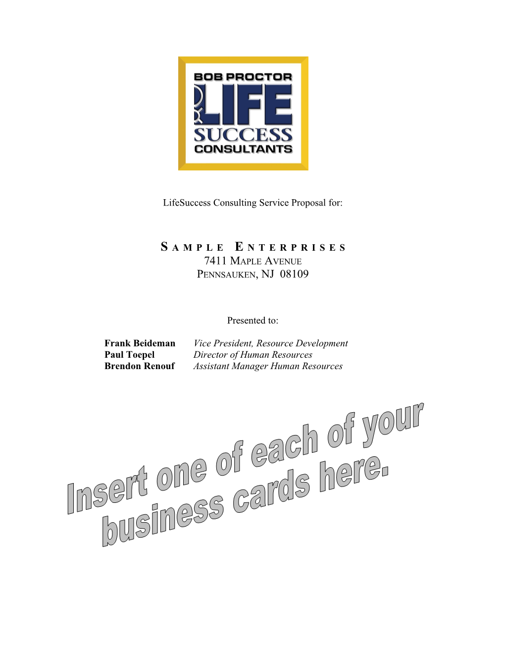 Lifesuccess Consulting Service Proposal For