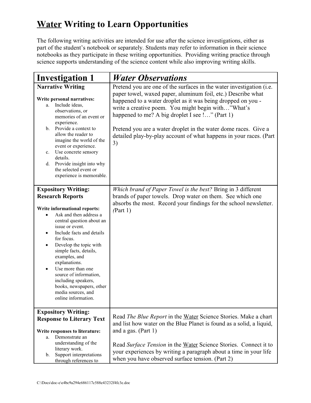 TUSD Science Resource Center - Grade 3