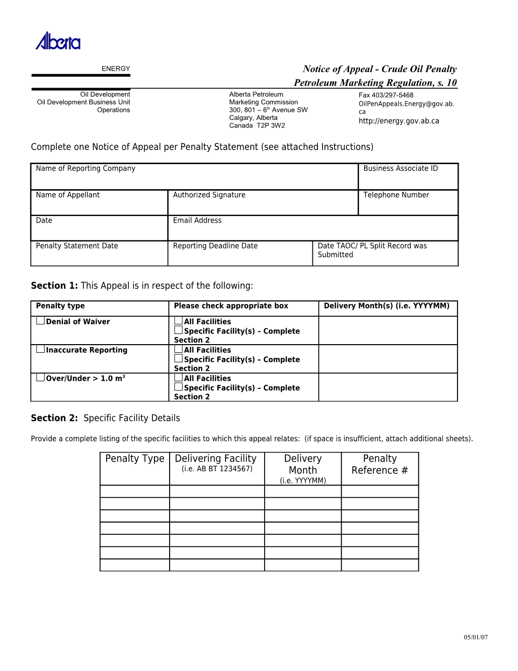 Notice of Appeal - Crude Oilpenalty