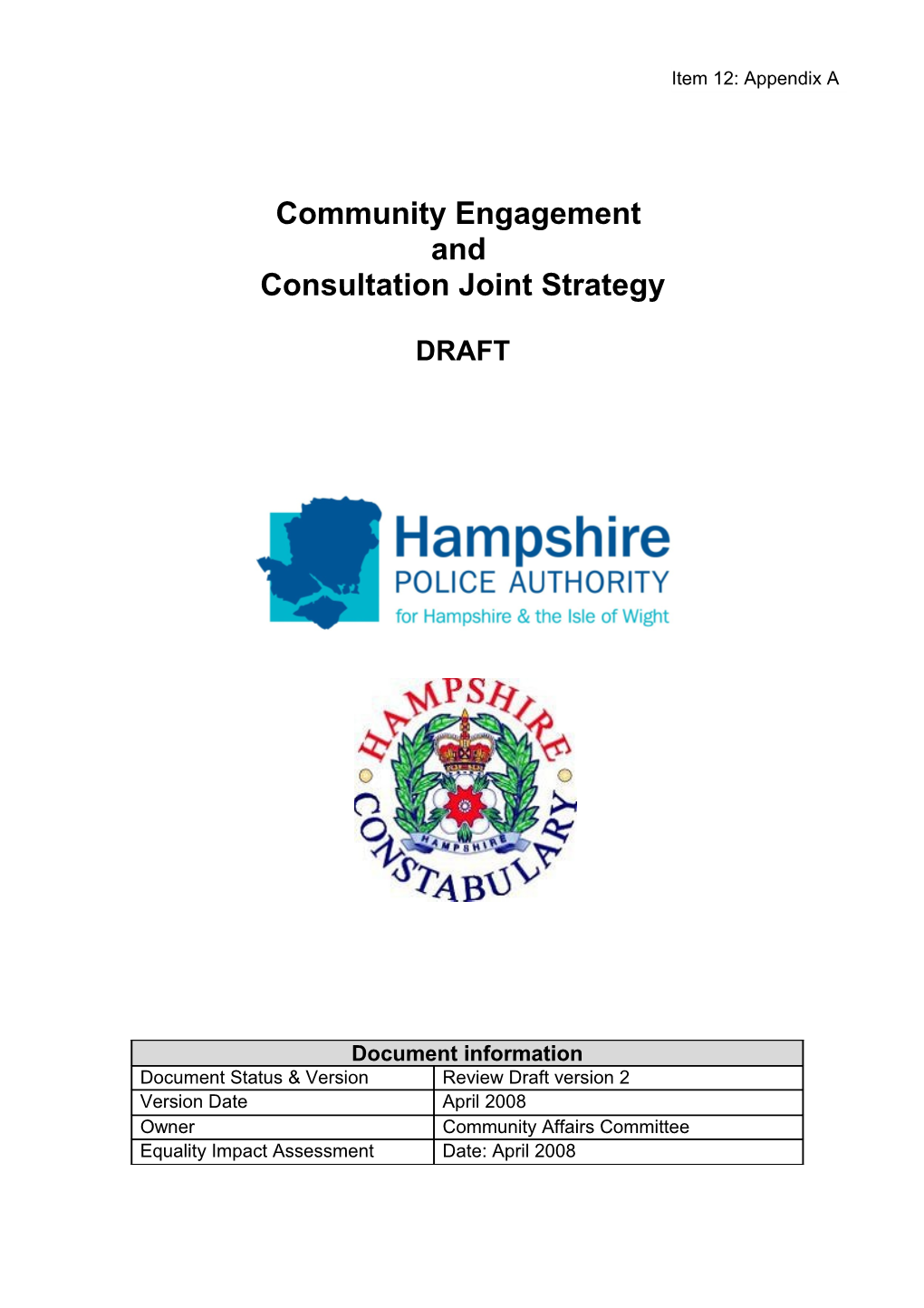 Community Engagement and Consultation Strategy