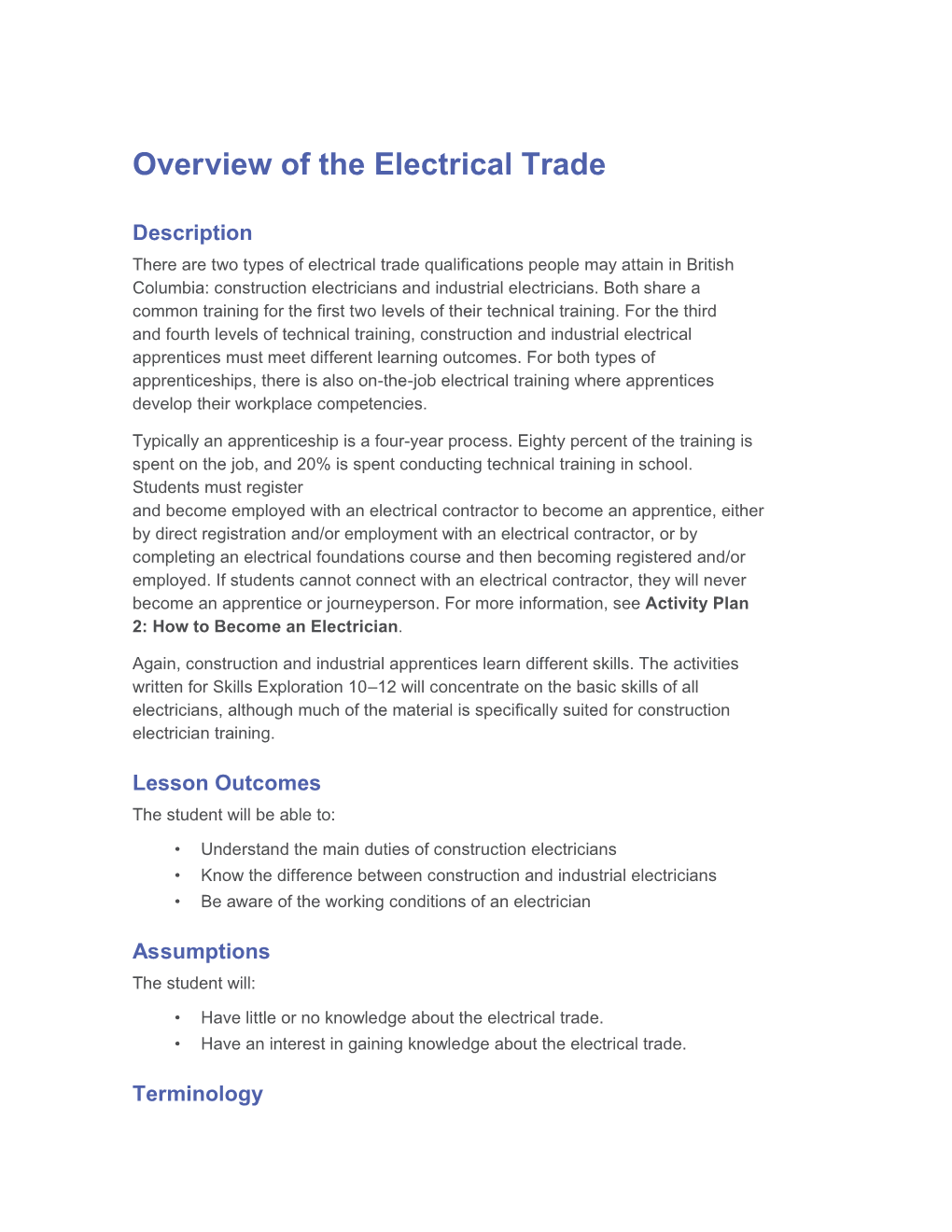 Overview of the Electrical Trade