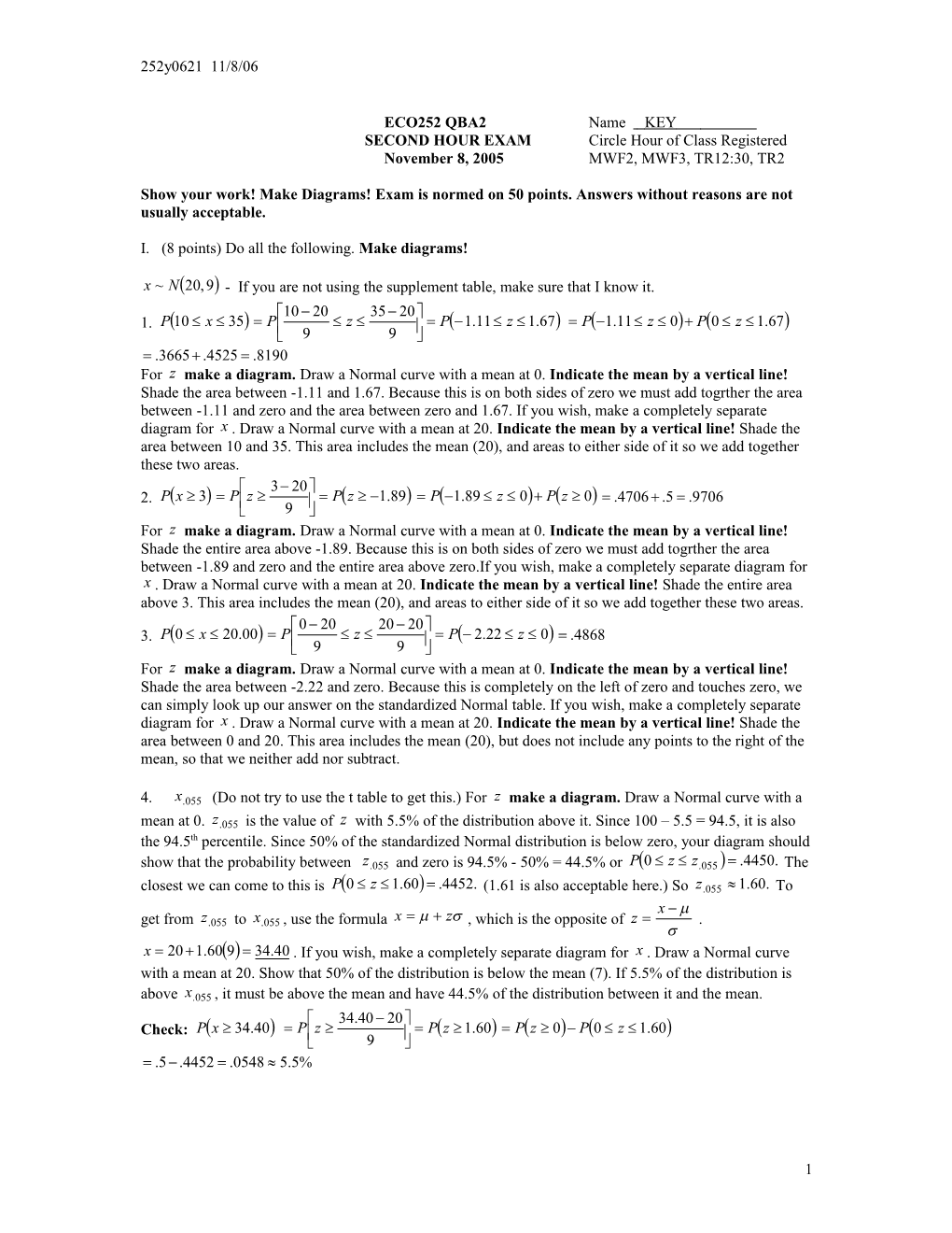 SECOND HOUR EXAM Circle Hourof Class Registered