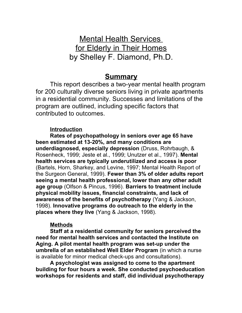 Western Park Apartments Referral for Mental Health Services