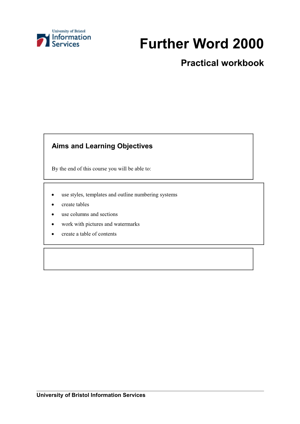 Aims and Learning Objectives