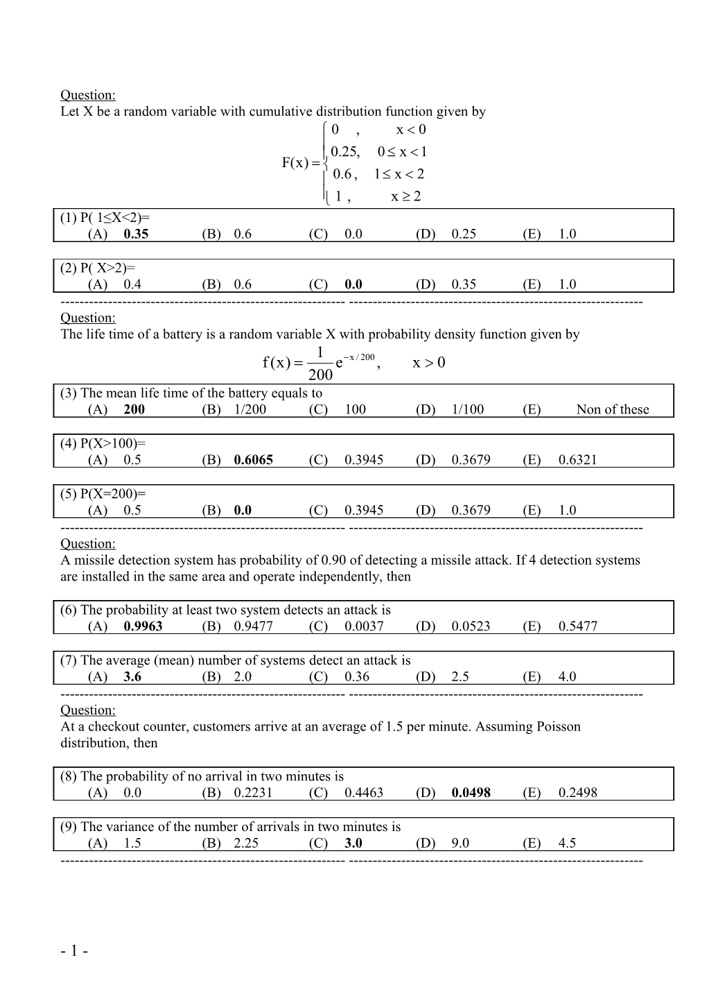 Let X Be a Random Variable with Cumulative Distribution Function Given By