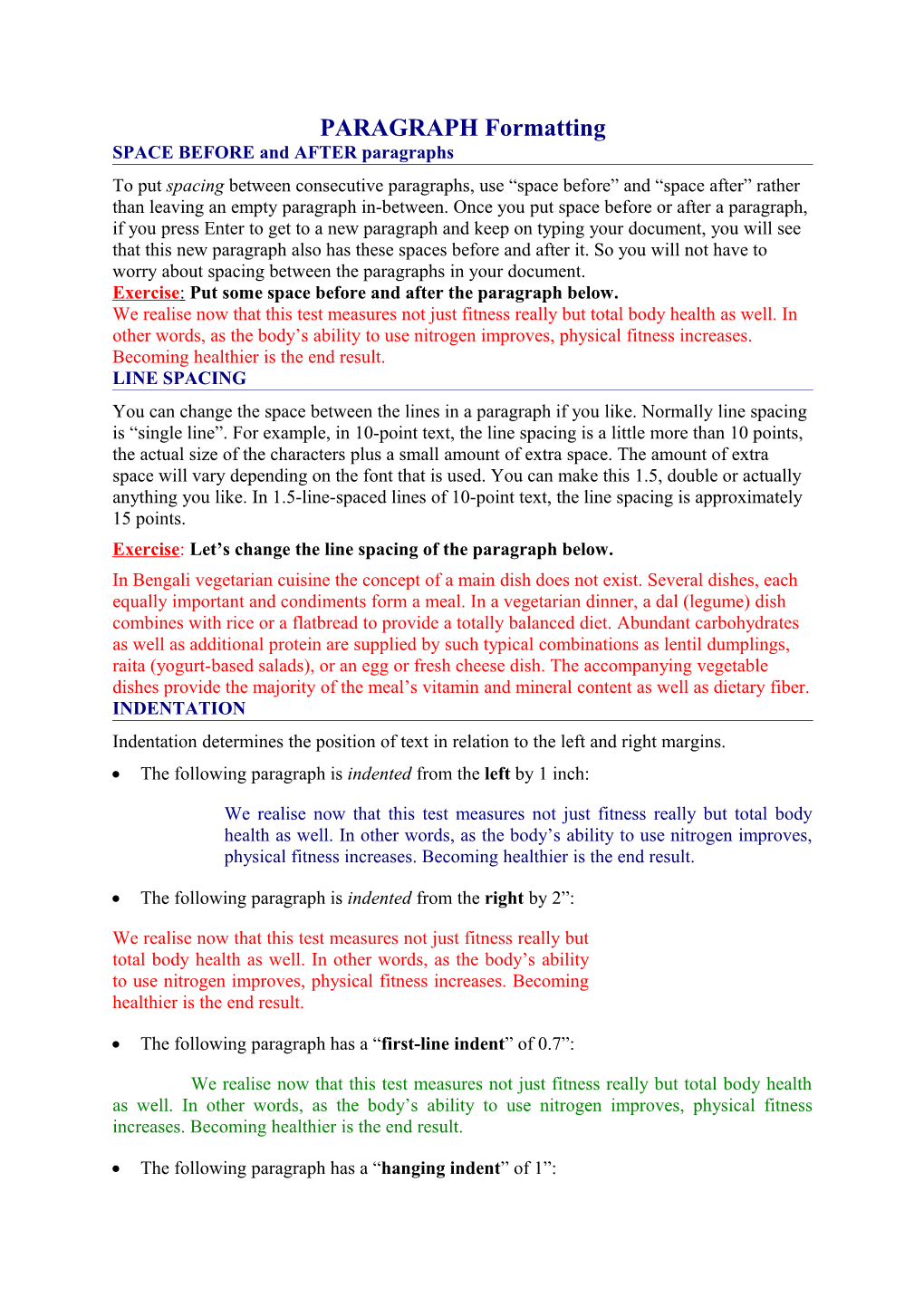 SPACE BEFORE and AFTER Paragraphs