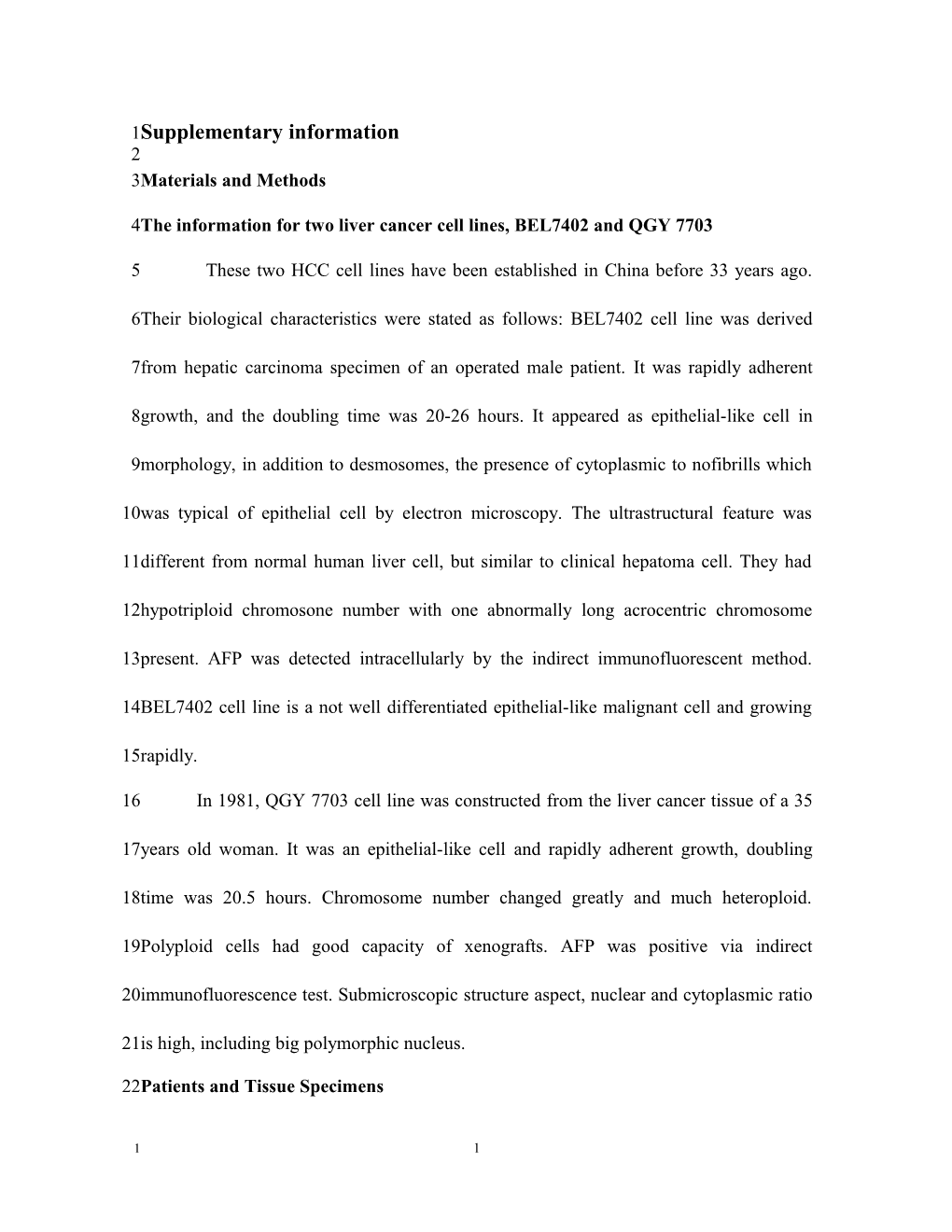 The Information for Two Liver Cancer Cell Lines, BEL7402 and QGY 7703