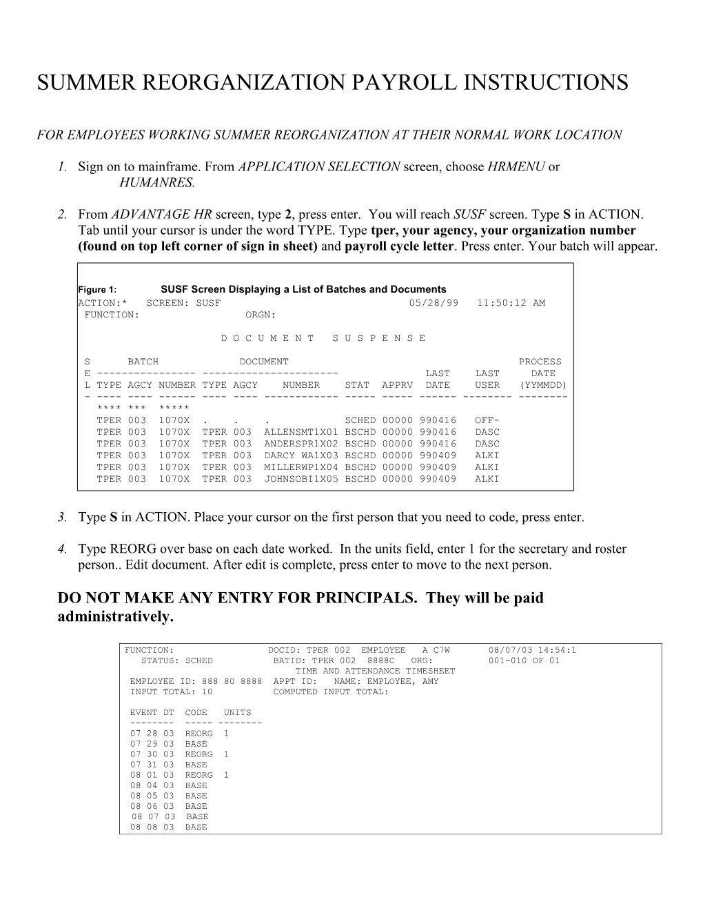 Summer Reorganization Payroll Instructions